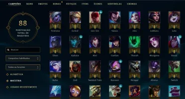 Conta League of Legends 88 champs / 30 skins / 14K DE EA