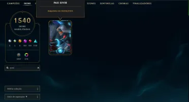 Pax Sivir / Jinx fragmentada 1540 Skins e muita mais!