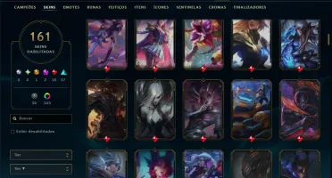Platina 3 com TODOS os Champs e 161 Skins ( MID / JG / ADC )