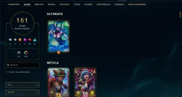 Platina 3 com TODOS os Champs e 161 Skins ( MID / JG / ADC )