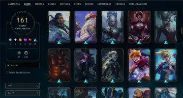 Platina 3 com TODOS os Champs e 161 Skins ( MID / JG / ADC )