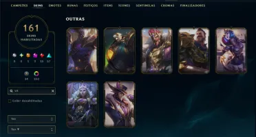 Platina 3 com TODOS os Champs e 161 Skins ( MID / JG / ADC )