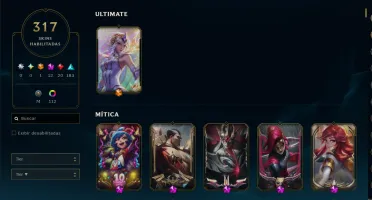 Conta lol ouro 2 mono lux 317 skins