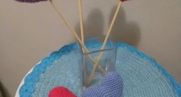 Corações e Bolinhas em Crochê 3D