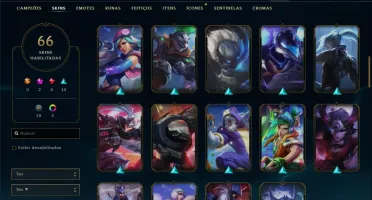 Conta prata 2 com 66 skins e 115 champs