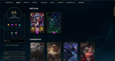 Conta prata 2 com 66 skins e 115 champs