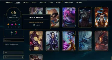 Conta prata 2 com 66 skins e 115 champs