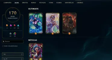 Vendo conta nv 250 todos Campeões 25k essencia azul 170 Skin
