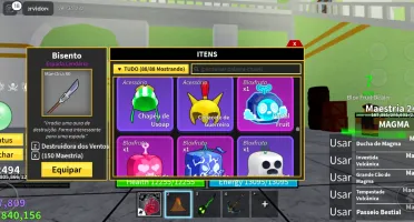 Conta blox fruits com sanguine art todas espadas e armas