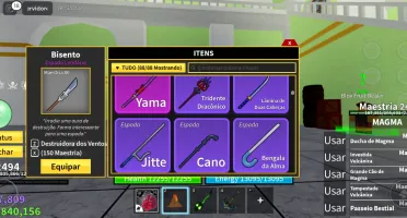 Conta blox fruits com sanguine art todas espadas e armas