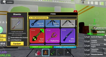 Conta blox fruits com sanguine art todas espadas e armas