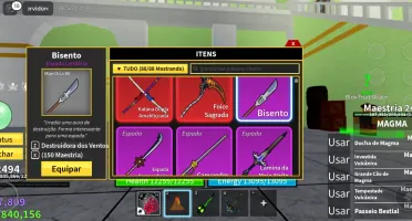 Conta blox fruits com sanguine art todas espadas e armas