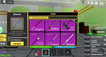 Conta blox fruits com sanguine art todas espadas e armas