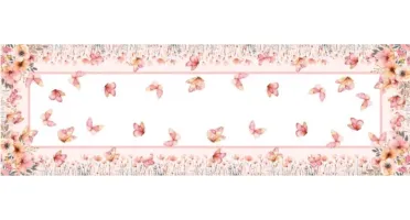 Caminho de Mesa 143x46cm - Flores e Borboletas