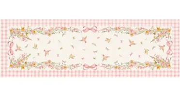Caminho de Mesa 143x46cm - Flores e Borboletas