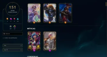 conta lol ex challenger com emotes 151skins