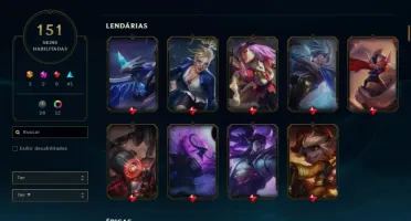 conta lol ex challenger com emotes 151skins