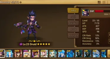 Reroll Summoners War lvl10 com Druid Dark - Pater