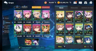 grand Chase mobile BR nv 88 493K PB 35K GEMAS 100KK GOLD