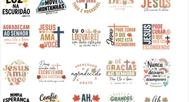 + De 300 Estampas Gospel em PNG separada por categorias