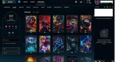 Conta LOL - Todos os Campeões, 80 skins + 472 de Maestria