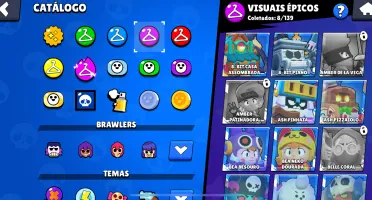 Conta com várias skins e brawlers