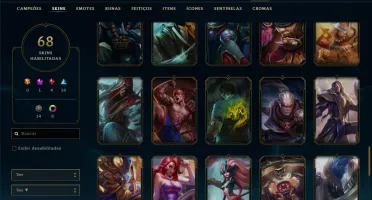 Conta Unranked com 68 skins e 112 champs