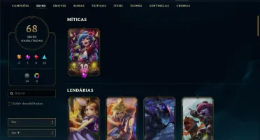 Conta Unranked com 68 skins e 112 champs