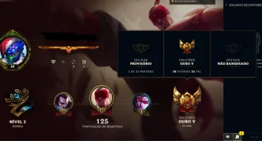 Conta gold 5 com borda, 85 campeões, 25 skins