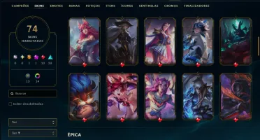 Unranked com 95 Champs e 74 Skins ( ADC / MID )