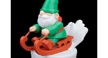 Gnomo de Natal no Trenó em Impressão 3D