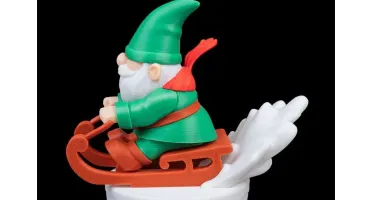 Gnomo de Natal no Trenó em Impressão 3D