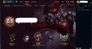 Conta League Of Legends PLATINA 5 MMR ALTO