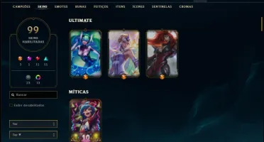 Conta ouro 4 com 99 skins e 91 champs ( MAIN ADC )