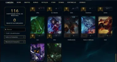 Conta prata 4 com 15 skins e 42 champs