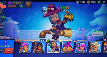 Conta Brawl Stars com a shelly bruxinha e diversas skins