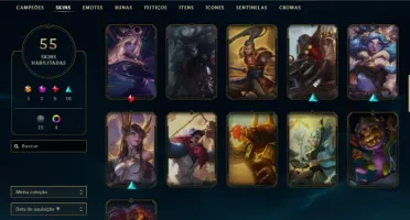 Conta Lol platina 2, 55 skins, 100 campeões