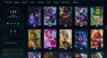 Conta prata 2 com 142 skins e 122 champs