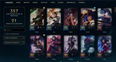 Conta prata 2 com 142 skins e 122 champs