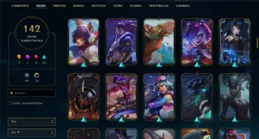 Conta prata 2 com 142 skins e 122 champs