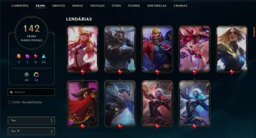 Conta prata 2 com 142 skins e 122 champs
