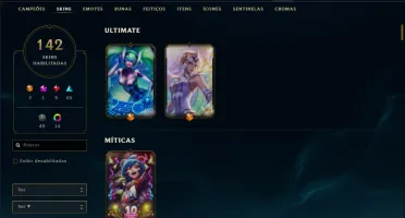 Conta prata 2 com 142 skins e 122 champs