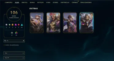 Ouro 1 com TODOS os Champs e 106 Skins +8 Prestigios