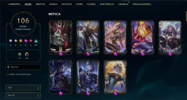 Ouro 1 com TODOS os Champs e 106 Skins +8 Prestigios