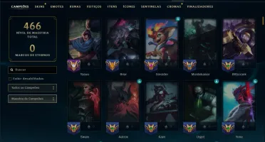 Ouro 1 com TODOS os Champs e 106 Skins +8 Prestigios