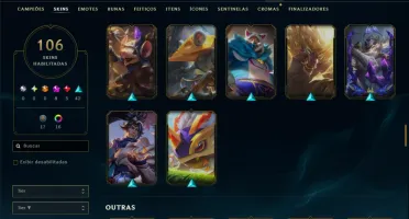 Ouro 1 com TODOS os Champs e 106 Skins +8 Prestigios