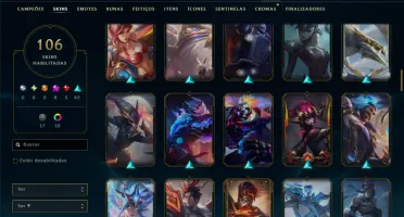 Ouro 1 com TODOS os Champs e 106 Skins +8 Prestigios