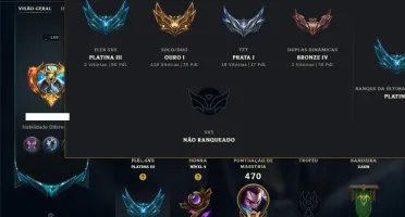 Ouro 1 com TODOS os Champs e 106 Skins +8 Prestigios