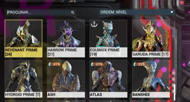 Warframe Conta MR28 com 53 frames muitas skin deluxe