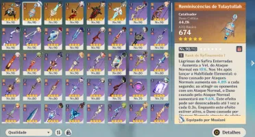 Conta genshin AR60 23 bonecos t5 Scara+bis Itto+bis+6armasT5